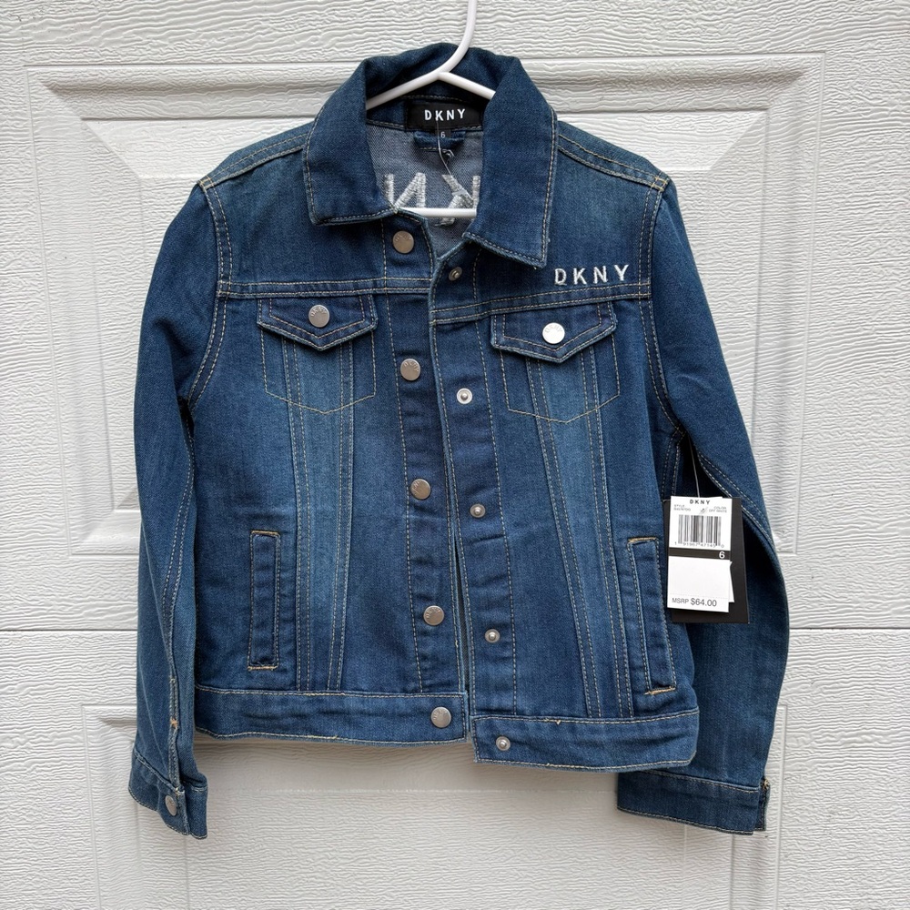 DKNY Blue Denim size 6 Jacket with Embroidered Logo
